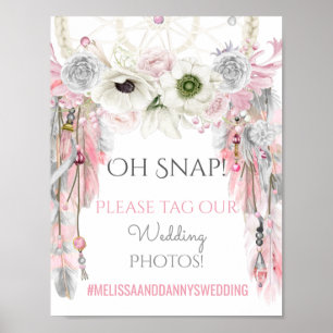 Poster Sinal de Casamento Tribal Boho Dream Catcher Fotos