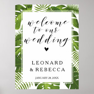 Poster Sinal de casamento Tropical elegante Bem-vindo f