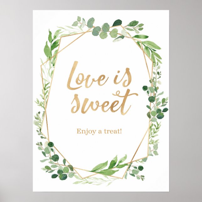 Poster Sinal de casamento verdejante O amor é doce (Frente)