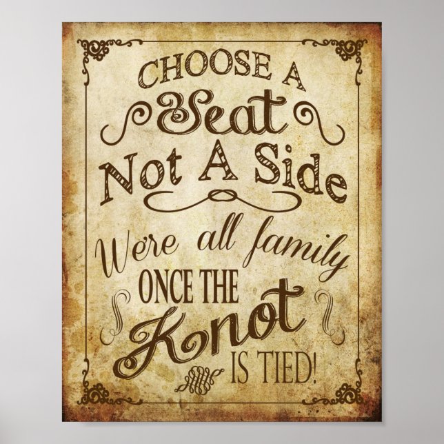 Poster Sinal de casamento vintage (Frente)