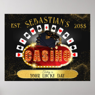 Poster Sinal de Casino Personalizado da Sala de Poker de 