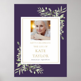 Poster Sinal de Celebração da Vida com Folhagem Roxa