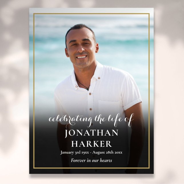 Poster Sinal de Celebração de Vida de Foto de Funeral Mod (Modern Funeral Photo Celebration of Life Sign)