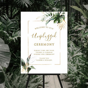 Poster Sinal de Cerimônia de Casamento de Folhagem Tropi