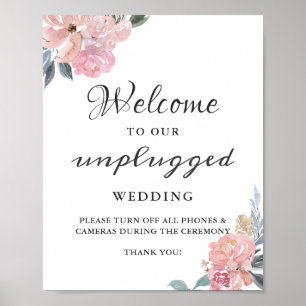Poster Sinal de cerimônia de casamento desplugado, cor-de