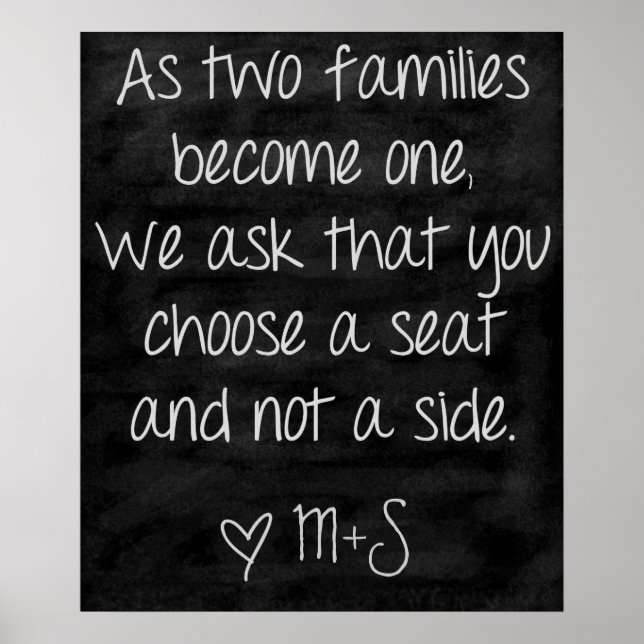 Poster Sinal de Cerimônia de Casamento Escolha um assento (Frente)