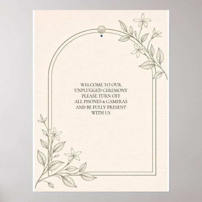 Poster Sinal de Cerimônia de Casamento Olive Botanical Un (Frente)