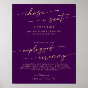 Poster Sinal de Cerimônia Desconectada Assento Boho Doura