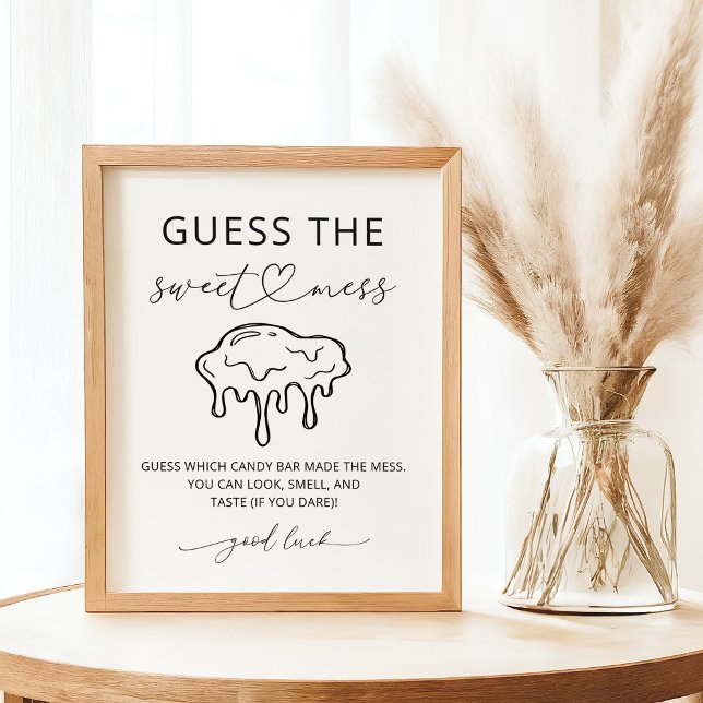 Poster Sinal de Chá de Bebê de Advinhe o Doce Caos Minima (Criador carregado)