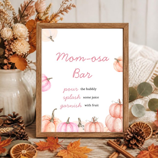 Poster Sinal de Chá de Bebê Pequena Abóbora | Bar da Mamã (Criador carregado)