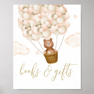 Poster Sinal de Chá de Bebê Urso de Pelúcia Livros e Pres