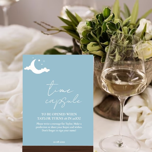 Poster Sinal de Chá de fraldas azul mínimo Cápsula (Criador carregado)