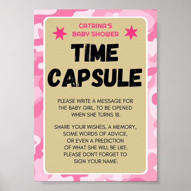 Poster Sinal de Chá de fraldas da Camada Rosa (Frente)