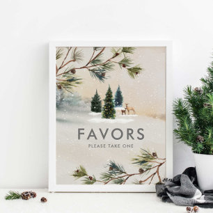 Poster Sinal de Chá de fraldas da Floresta de Inverno