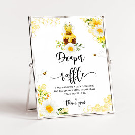 Poster Sinal de chá de fraldas da rifa de fralda de abelh