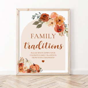Poster Sinal de Chá de fraldas das Tradições da Família d