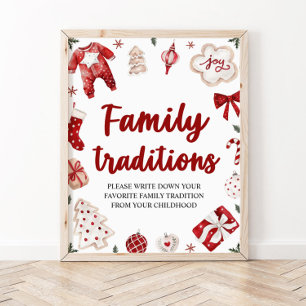 Poster Sinal de Chá de fraldas das Tradições Familiares d