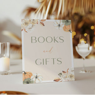 Poster Sinal De Chá de fraldas De Abóbora E Presente