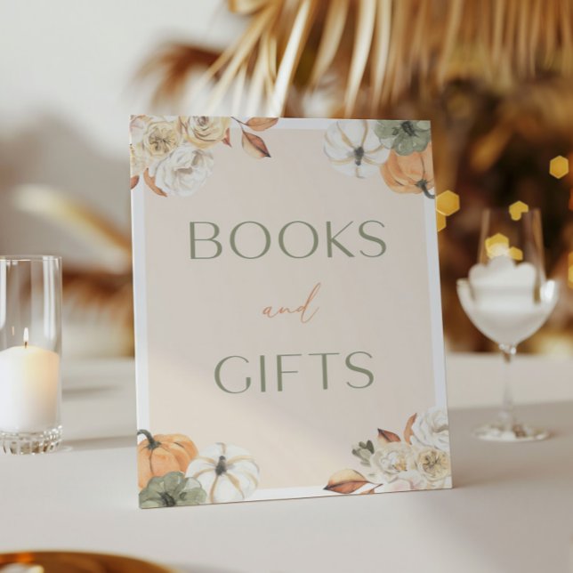 Poster Sinal De Chá de fraldas De Abóbora E Presente (Criador carregado)