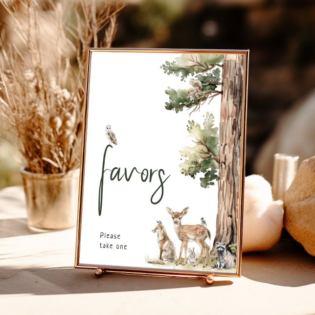 Poster Sinal de Chá de fraldas de Animais Florestais (Criador carregado)