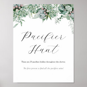 Poster Sinal de Chá de fraldas de Caça com Pacificador