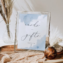 Sinal de Chá de fraldas de Cor Azul e Presentes