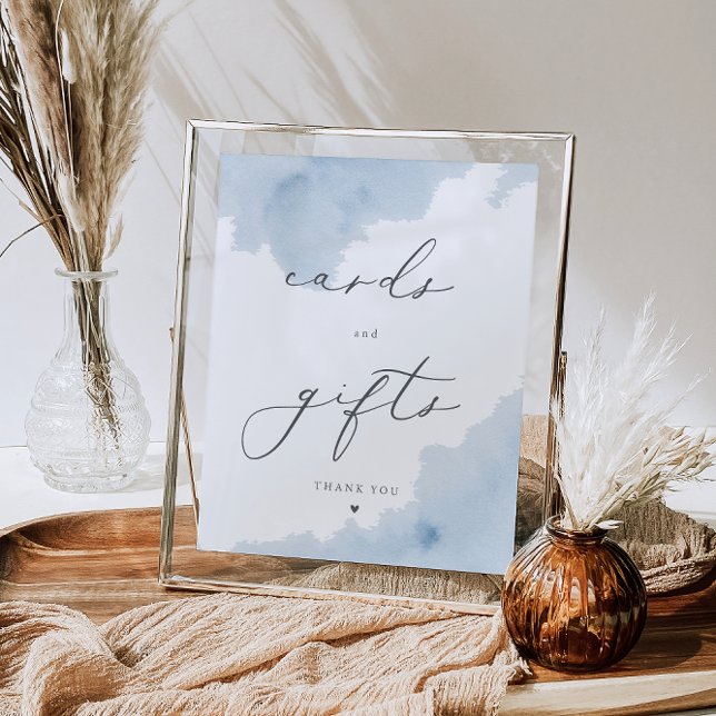 Poster Sinal de Chá de fraldas de Cor Azul e Presentes (Criador carregado)