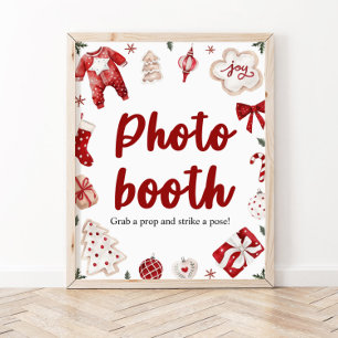 Poster Sinal de Chá de fraldas de Foto do Natal Vermelho