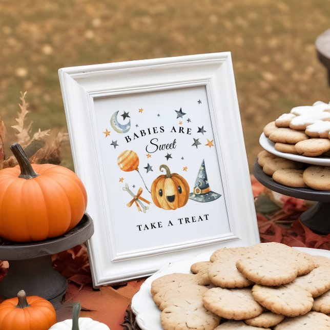 Poster Sinal de Chá de fraldas de Halloween Pequeno Boo (Criador carregado)