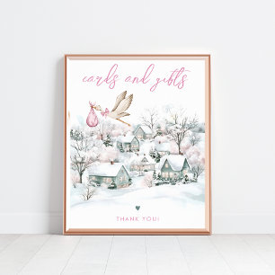 Poster Sinal de Chá de fraldas de inverno para Garotas de
