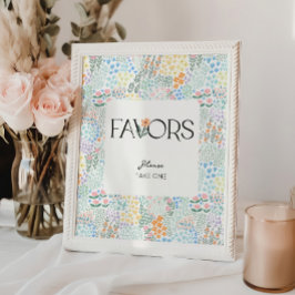 Poster Sinal de Chá de fraldas de Menina Floral Moderna F