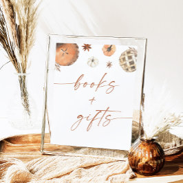 Poster Sinal de Chá de fraldas de outono e presentes, Abó