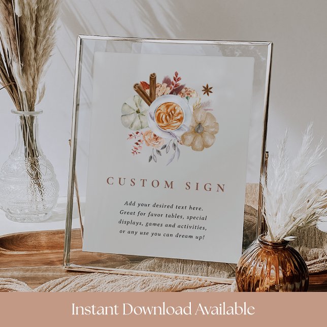 Poster Sinal de Chá de fraldas de Pumpkin Spice Editável (Criador carregado)