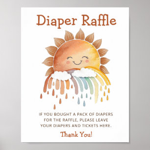 Poster Sinal de Chá de fraldas de Raffle Feliz e Brilhant