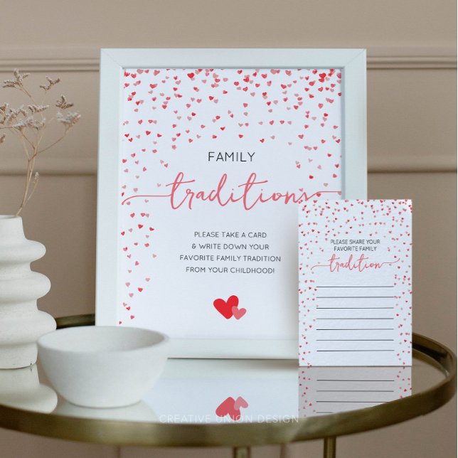 Poster Sinal de Chá de fraldas de Tradições da Família (little sweetheart baby shower)