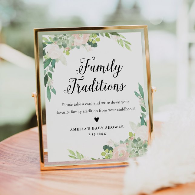 Poster Sinal de Chá de fraldas de Tradições da Família DE (Criador carregado)