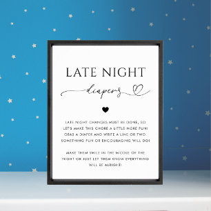 Poster Sinal de Chá de fraldas do Heart Script Late Night