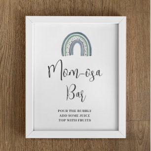 Poster Sinal de Chá de fraldas do Rainbow Baby Boy da Mãe