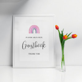 Poster Sinal de Chá de fraldas do Rainbow Baby Girl