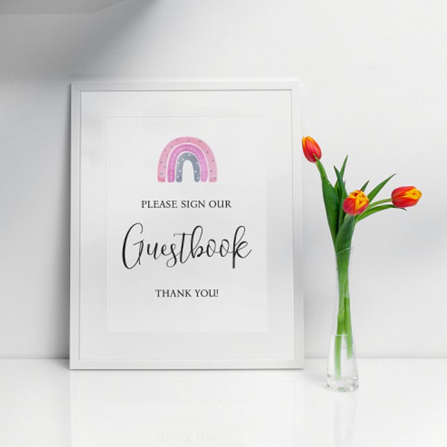 Poster Sinal de Chá de fraldas do Rainbow Baby Girl (Criador carregado)