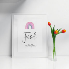 Poster Sinal de Chá de fraldas do Rainbow Baby Girl