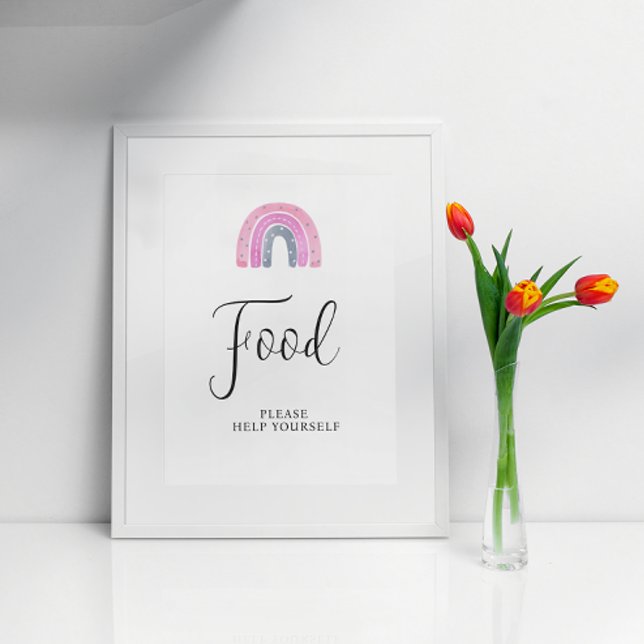 Poster Sinal de Chá de fraldas do Rainbow Baby Girl (Criador carregado)