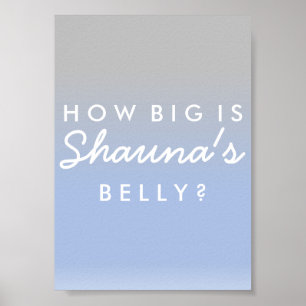 Pôster Sinal de Chá de fraldas do tamanho da barriga azul