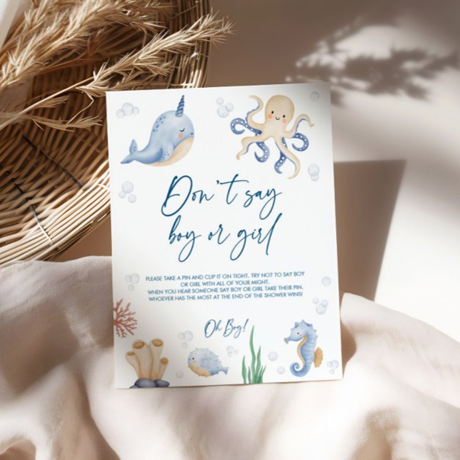 Poster Sinal de Chá de fraldas do Tema Oceano (Criador carregado)