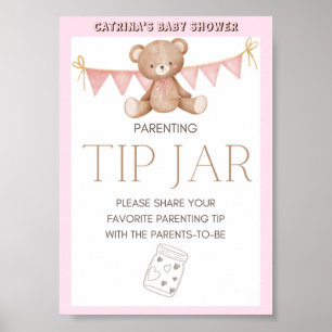 Poster Sinal de Chá de fraldas do Urso Rosa