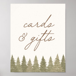 Poster Sinal de Chá de fraldas e Presente em Woodland