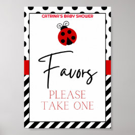 Poster Sinal de Chá de fraldas Ladybug