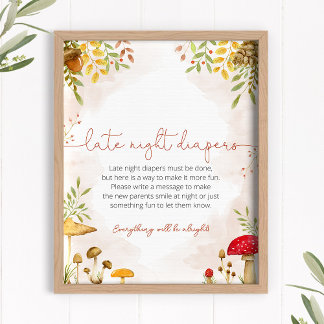 Poster Sinal de Chá de fraldas Noite Tardia Fralda Woodla