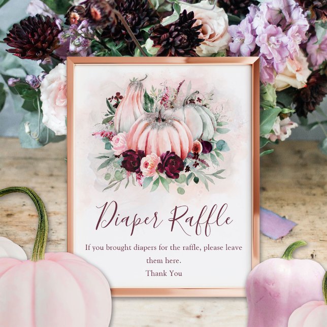 Poster Sinal de Chá de fraldas Raffle Fralda de abóbora (Criador carregado)