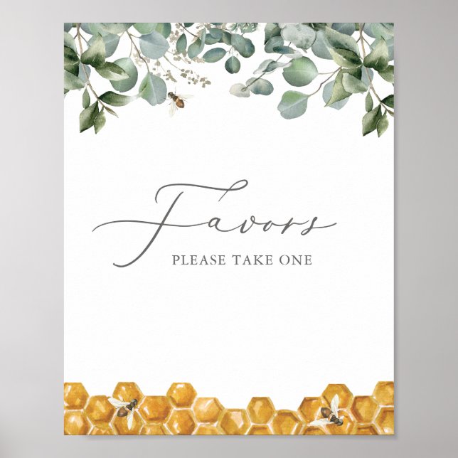 Poster Sinal de Chá de fraldas Verde da Bee Favorece (Frente)